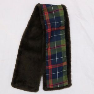 Jcrew Green Tartan Print Short Faux Fur Scarf